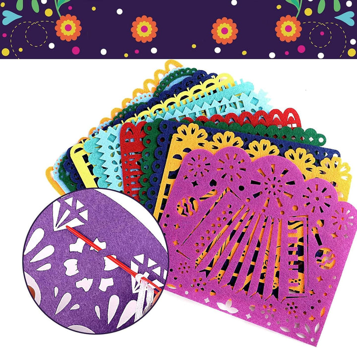 HOWAF 27 Dia De Los Muertos Deko Tag der Toten Banner Filz Dia De Los Muertos Girlande Mexiko Hallow