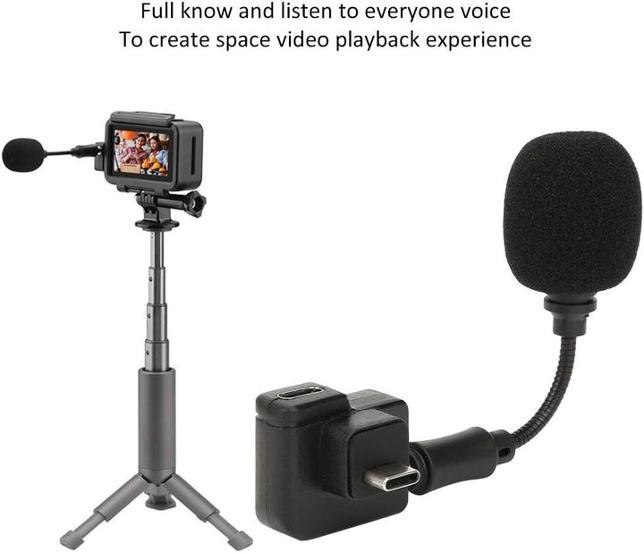 EBTOOLS Mikrofon, Metall Leichter Kondensator Aufnahmemikrofon Audio Adapter für OSMO Action Sportka
