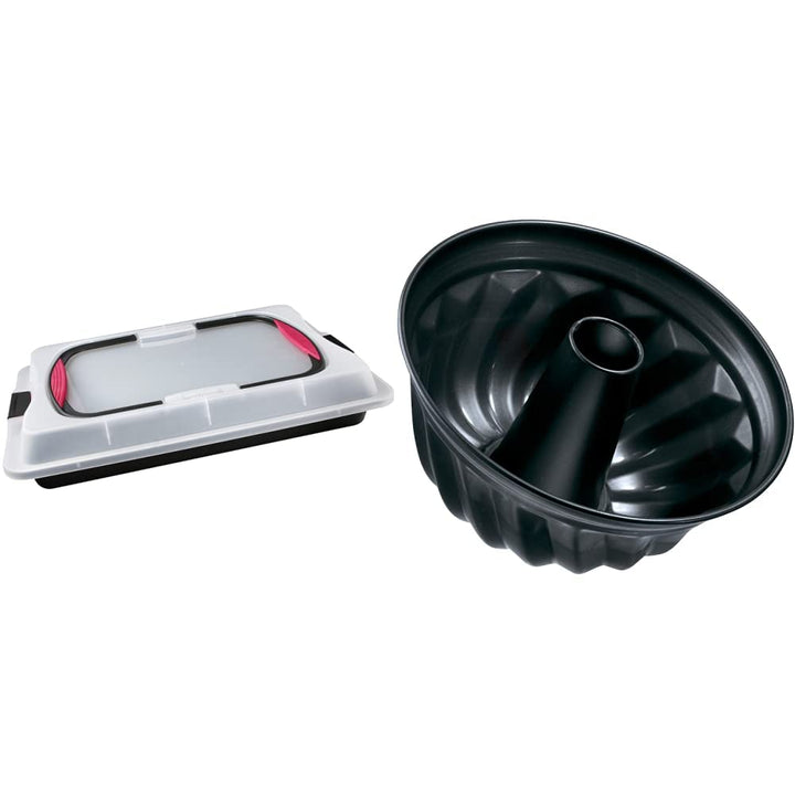 Zenker 7903 Blechkuchen-Container to go (Kuchenform: ca.425x295x75 mm), Menge: 1 Stück &amp; Z6527 Gugel