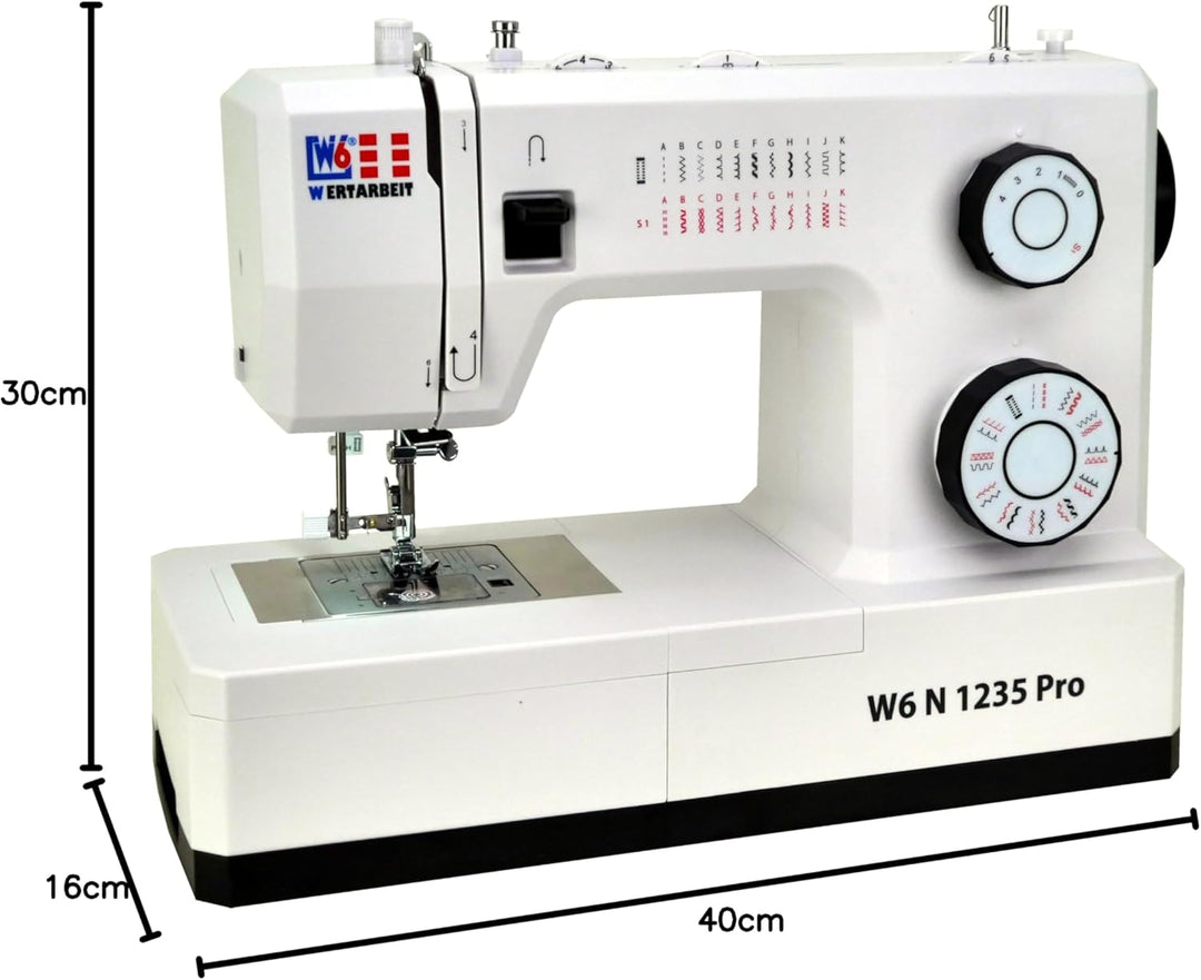 W6 Nähmaschine N 1235 Pro mit 24 Programmen | Freiarm | automatischer Einfädler | obenliegende Spule
