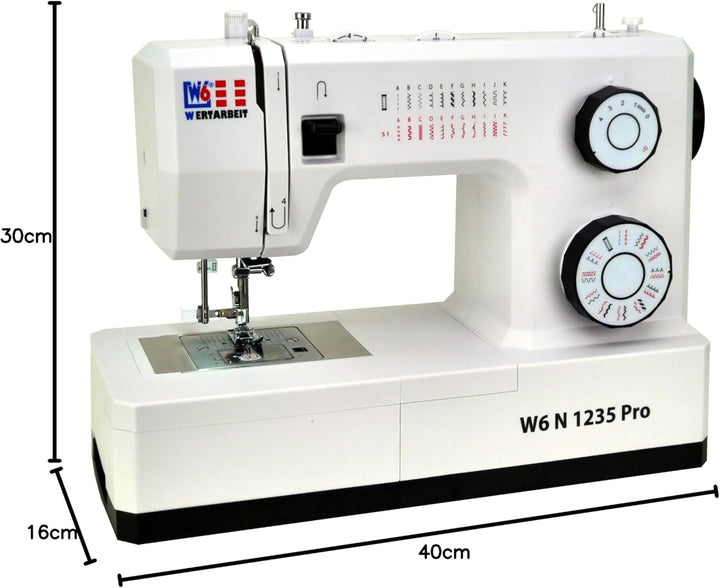 W6 Nähmaschine N 1235 Pro mit 24 Programmen | Freiarm | automatischer Einfädler | obenliegende Spule
