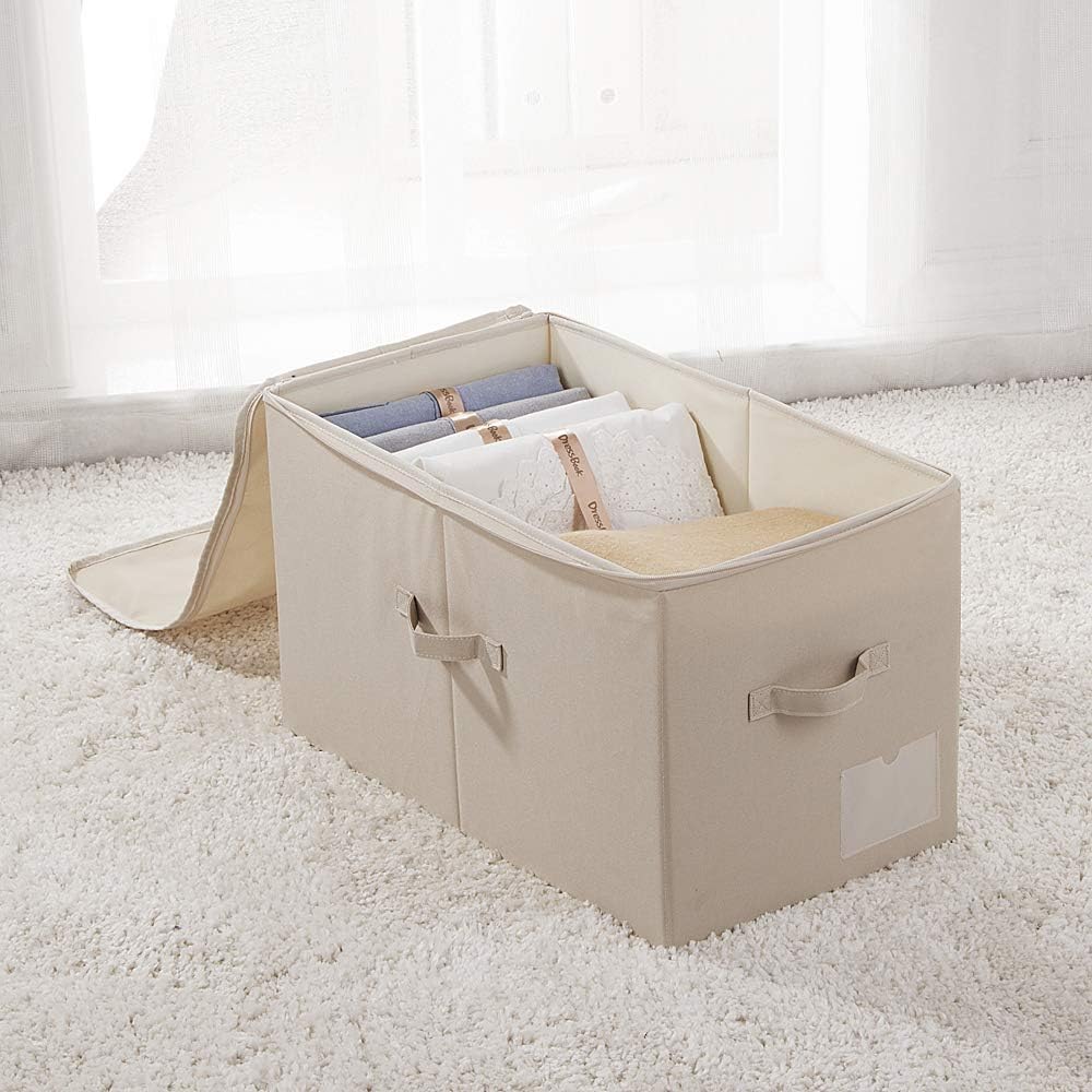 56 (L) x 32 (B) x 33 cm (H), grosser faltbarer Schrank-Aufbewahrungskorb mit Deckel, waschbar, Etike