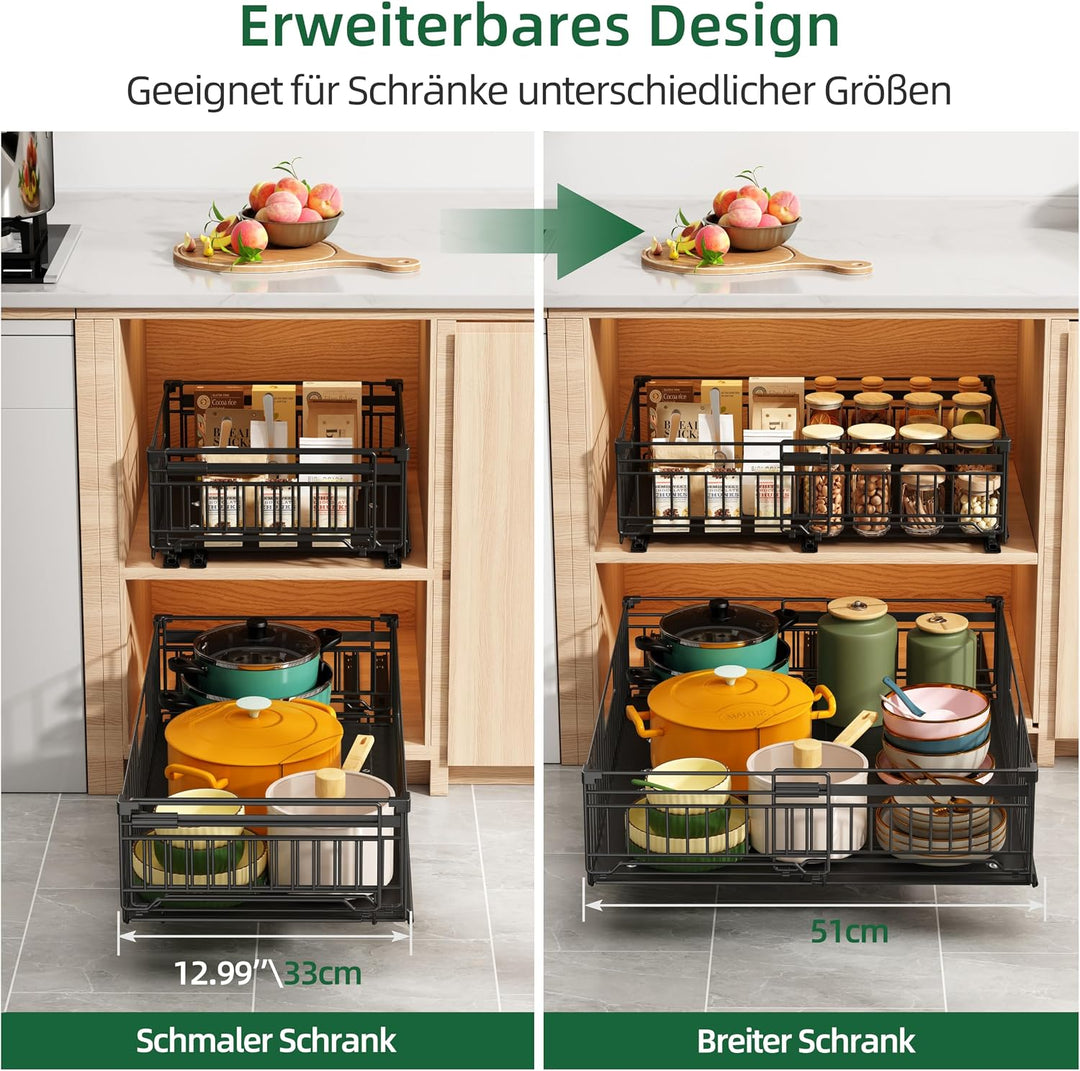 NETEL 2 Stück teleskopschublade ausziehbare schublade küche,schrank organizer,ausziehbare schrankkör
