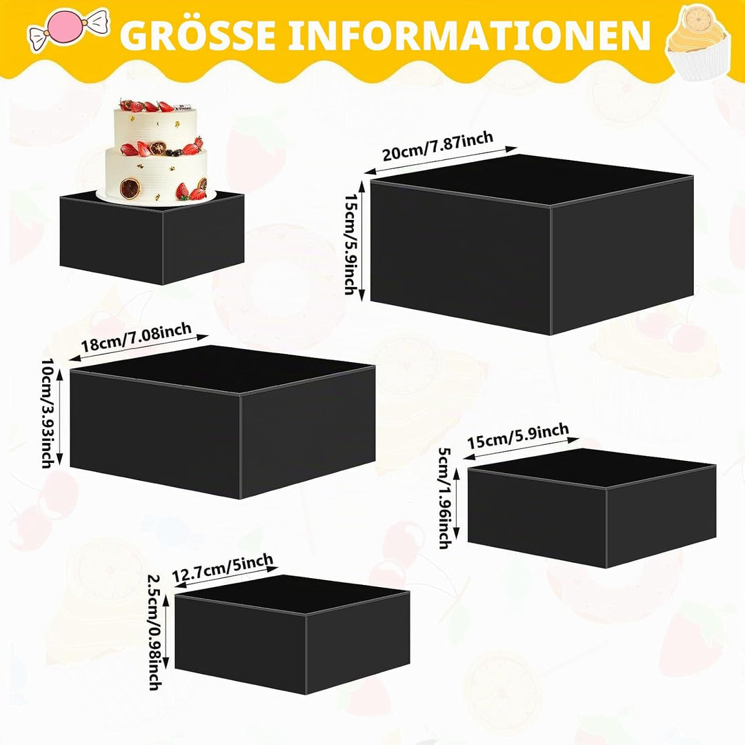 Buffet Ständer Acryl, 5'' x 6'' x 7'' x 8'' Lebensmittel-Präsentationsboxen 4er Set, Würfel-Desserts