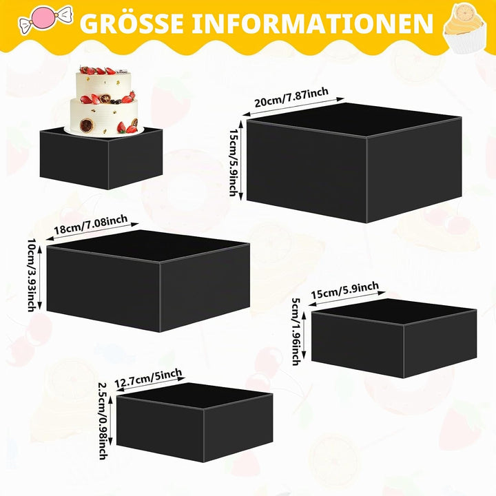 Buffet Ständer Acryl, 5'' x 6'' x 7'' x 8'' Lebensmittel-Präsentationsboxen 4er Set, Würfel-Desserts