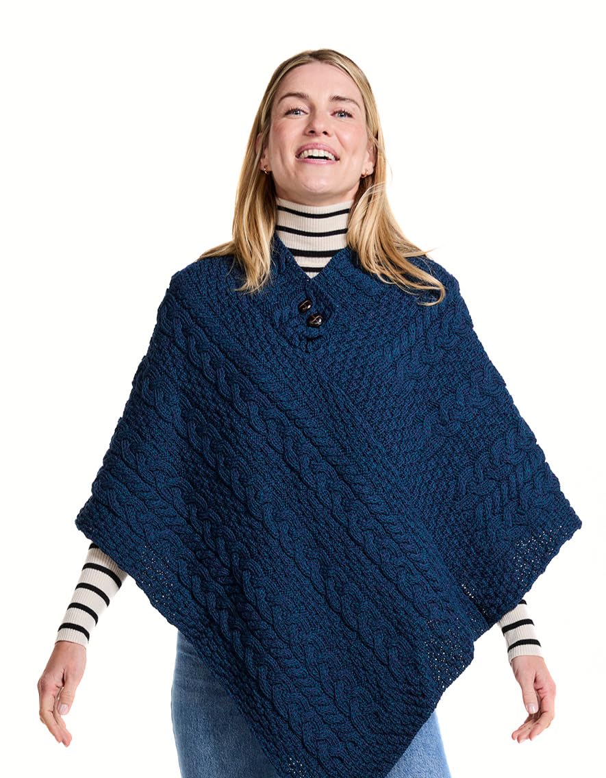 Aran Woollen Mills Damen Pullover Einheitsgrösse Blau, Einheitsgr&amp;
