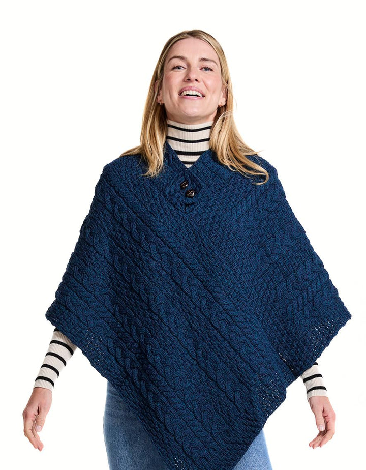 Aran Woollen Mills Damen Pullover Einheitsgrösse Blau, Einheitsgr&amp;