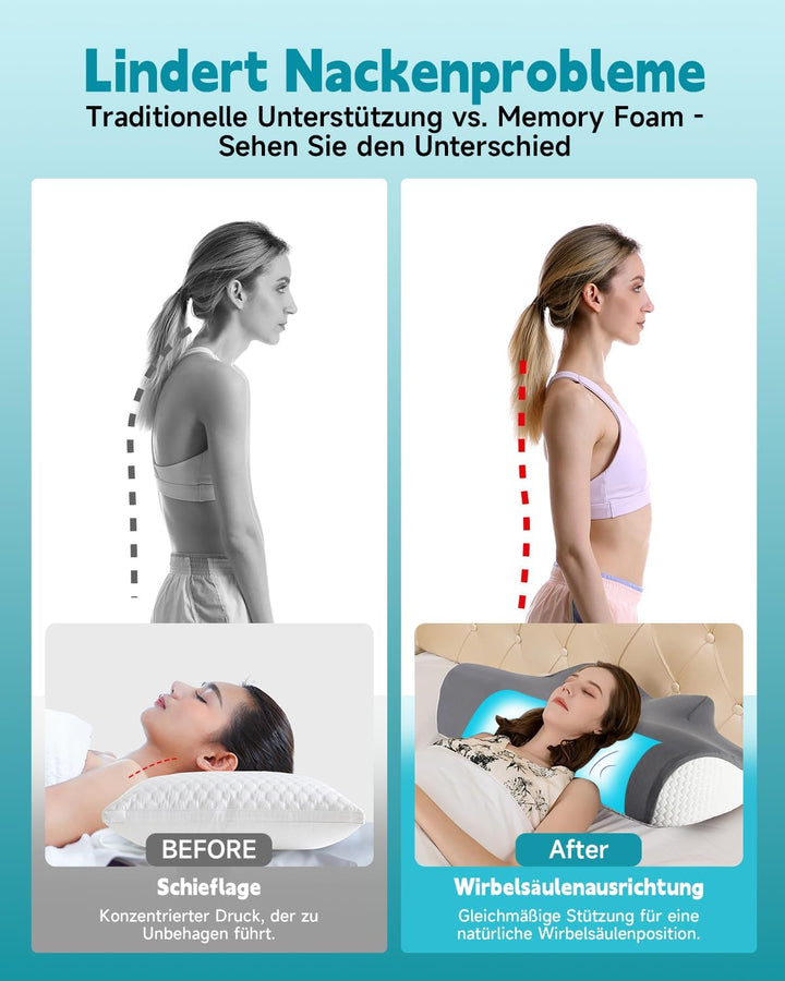 IDEA kopfkissen Nackenschmerzen, Ergonomisches Nackenkissen Kopfkissen, Memory Foam Orthopädische Ki