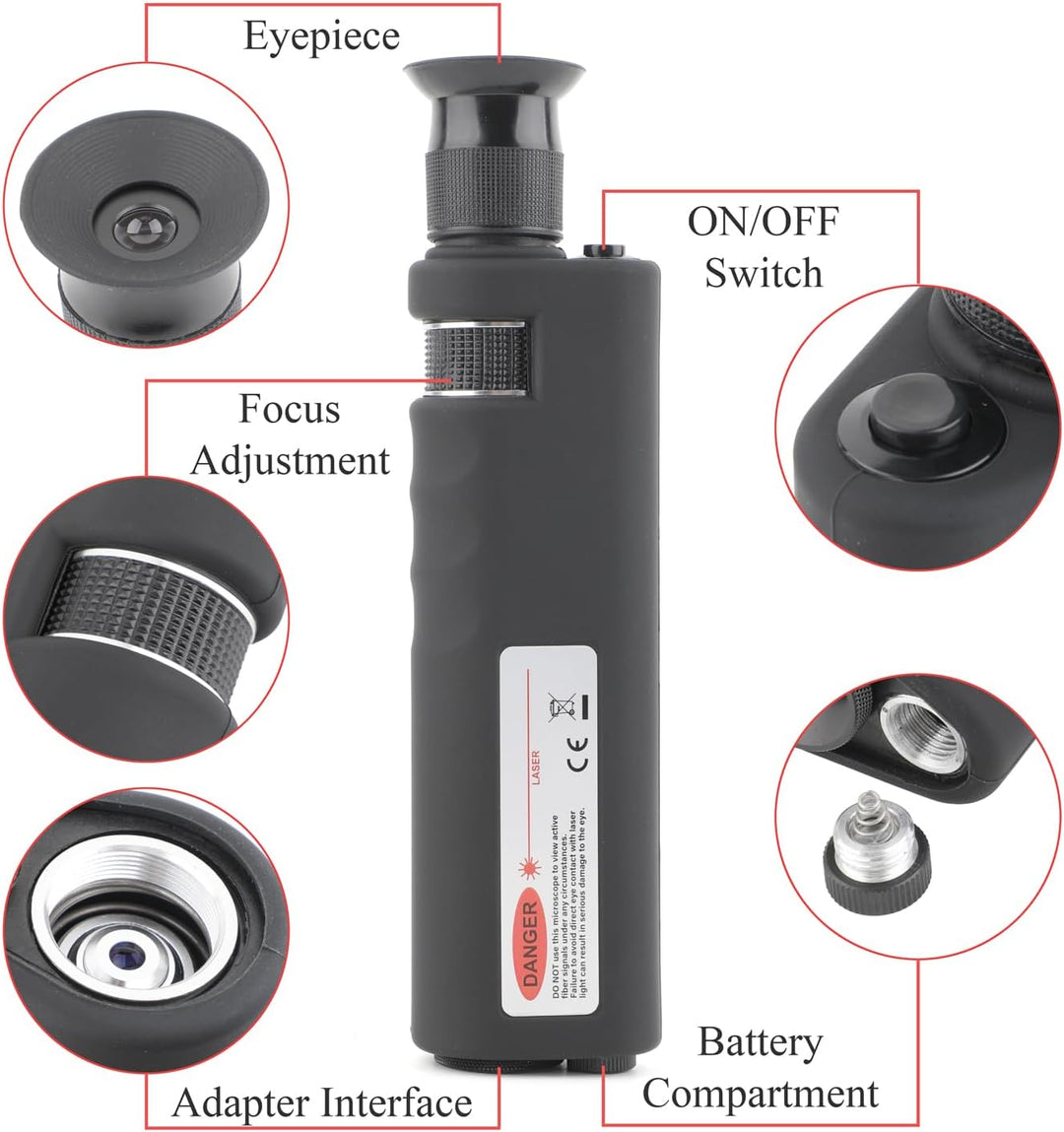 Glasfaser Mikroskop Kabelinspektionsmikroskop, 400-fache Vergrösserung 1, 25/2, 5 Mm Adapter-Schnitt