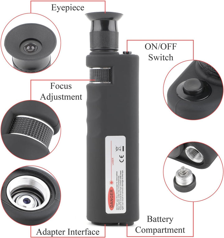 Glasfaser Mikroskop Kabelinspektionsmikroskop, 400-fache Vergrösserung 1, 25/2, 5 Mm Adapter-Schnitt