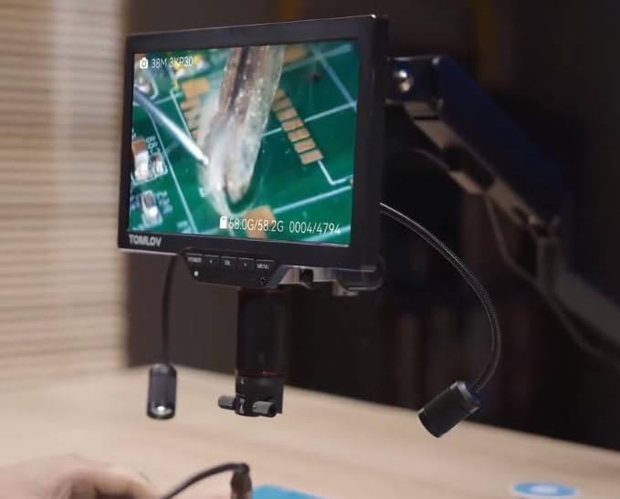 TOMLOV TM3K-3D Max 10,1" IPS Digitales Mikroskop mit Magnetische Doppelobjektive, 3D-Lötmikroskop fü