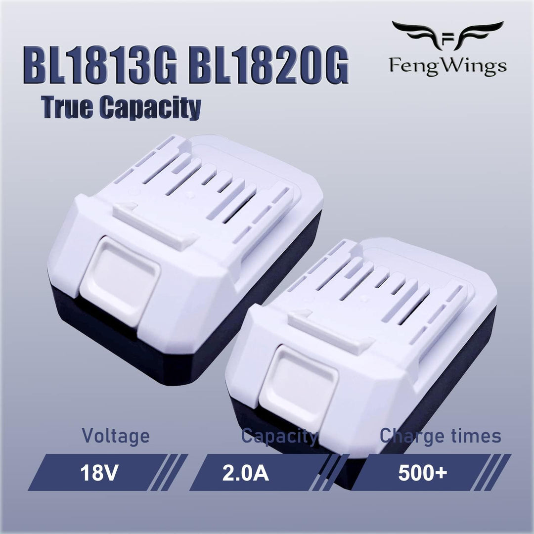 FengWings® 2 Stück BL1813G Akku 18V 2.0Ah BL1820G BL1813G BL1811G 195608-4 Kompatibel Mit Makita Boh