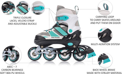 meteor® Inliner Rollen Inline Skates Mädchen und Jungen Inliner Kinder Inline Skates ABEC7 Rollen in