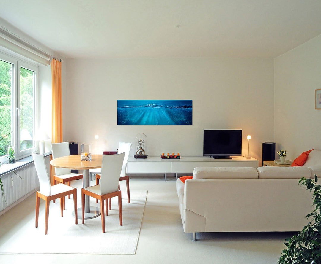 Paul Sinus Art Panoramabild auf Leinwand und Keilrahmen 150x50cm Meer Welle Unterwasser Hintergrund