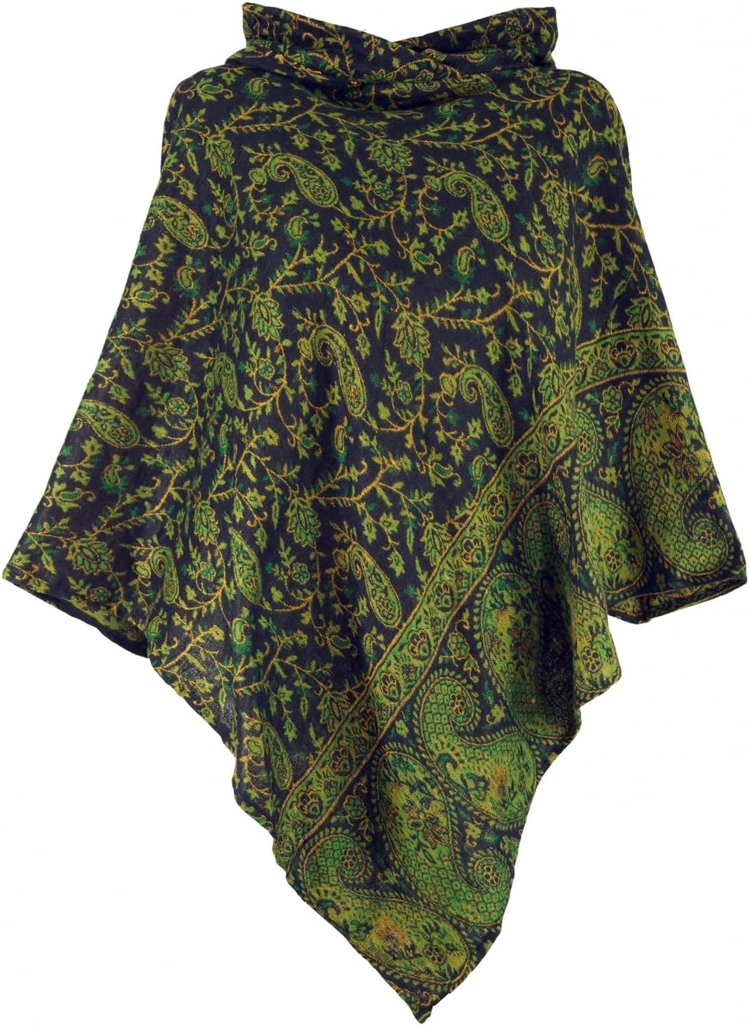 GURU SHOP Flauschiger Poncho mit Kapuze, Goa Hippie Poncho, Damen, Schwarz, Synthetisch, Size:40 40