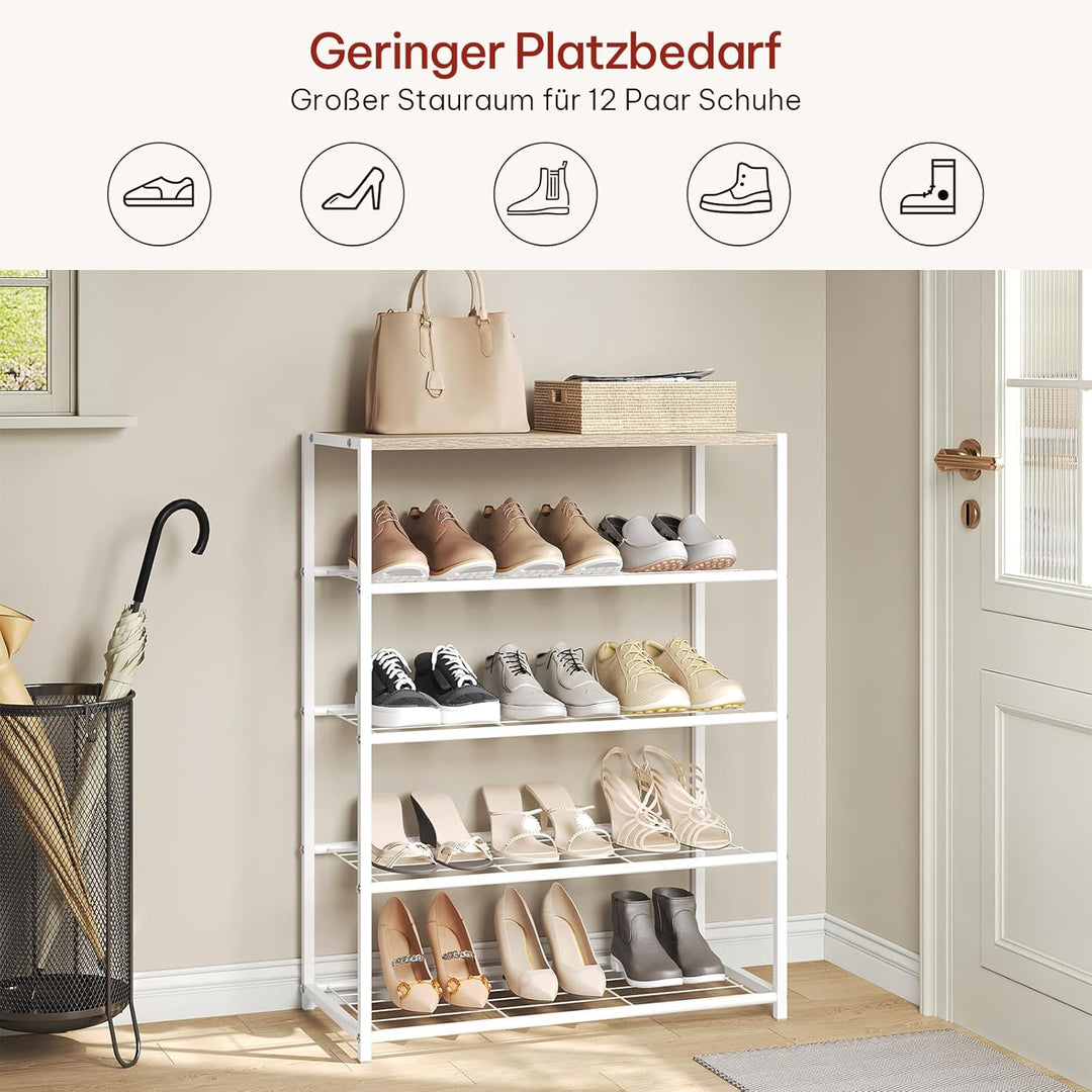 WOLTU Schuhregal mit 4 Ebenen, Schuhständer Metall, Schuhaufbewahrung platzsparend, Schuhorganizer f