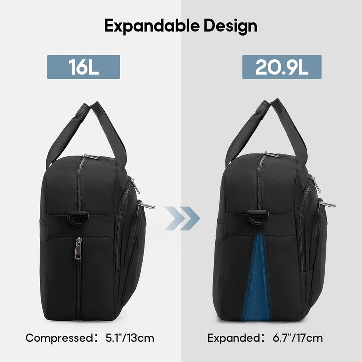 RAINSMORE 17,3 Zoll Laptoptasche Herren,Erweiterbare Aktentasche für arbeit | Grosse Wasserdichte La