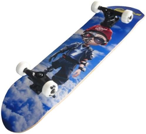 Sefulim 31 x 8 Zoll komplettes Skateboard, 7-lagig, kanadischer Ahorn, Doppel-Kick-Deck-Skateboard f