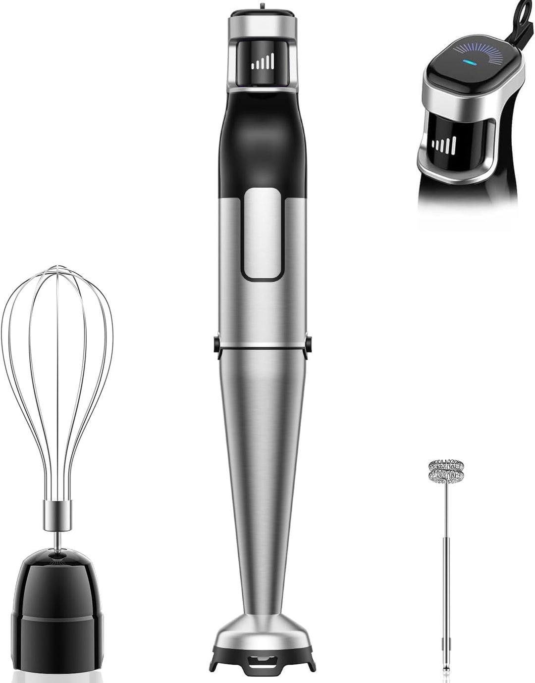 BESROY Stabmixer Set 3 in 1, 1100W Pürierstab Elektrisch Stufenlos, Edelstahl Handmixer mit Milchsch