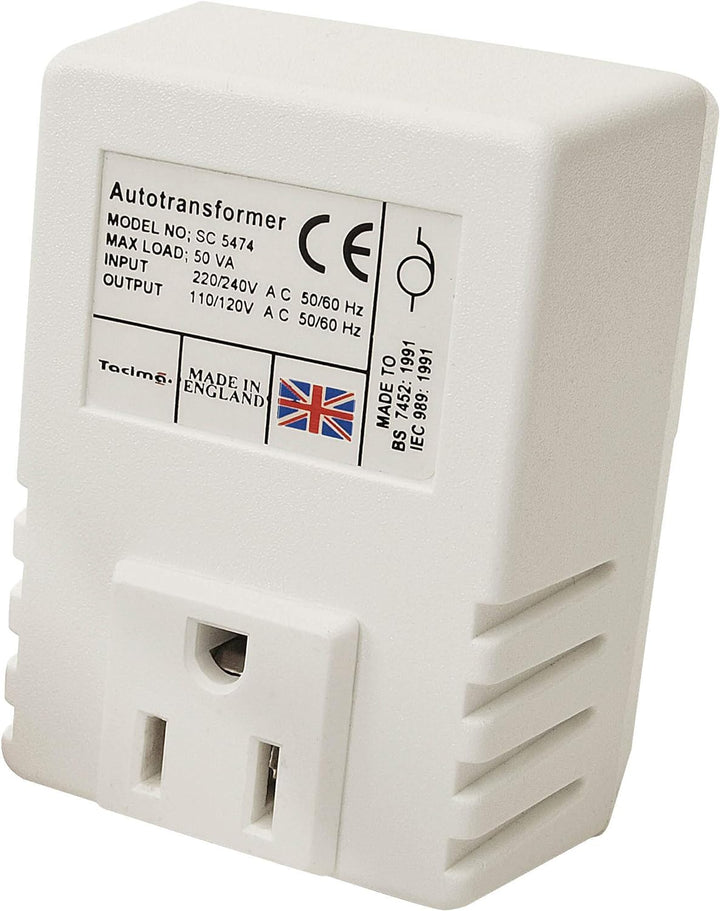 Tacima SC5474W/BP Abwärtsspannungswandler, 220/240 Volt runter auf 110/120 Volt — maximale Last 50 V