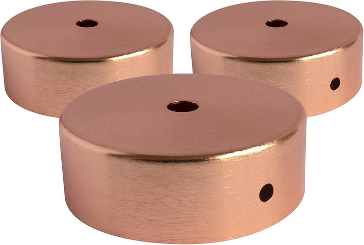 AMARCORDS - 3 Baldachin rosetten aus Metall, Farbe KUPFER, Lampengehäuse komplett mit Kabelklemmenzu