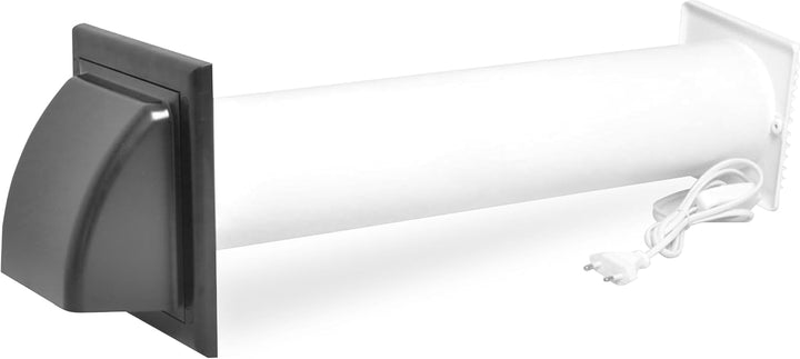 SYSTERM Abluftset Ø 100 mm mit Ventilator, Lüftungsanlage und Aussenlüftung Wetterschutzgitter. Klei