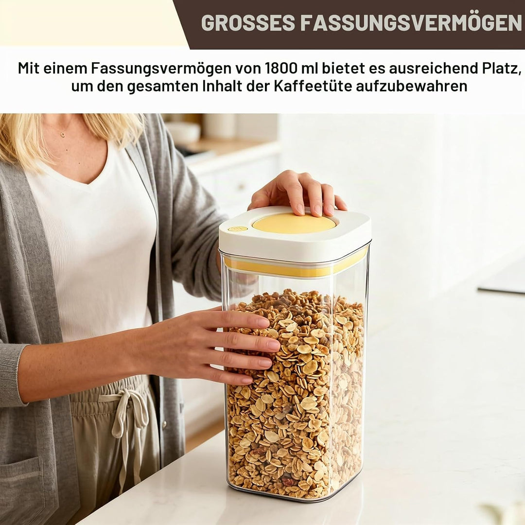2er Set Kaffeedose Luftdicht, Vorratsdosen 1800 ml, Kaffeebohnen Behälter, Kaffeebehälter Luftdicht,