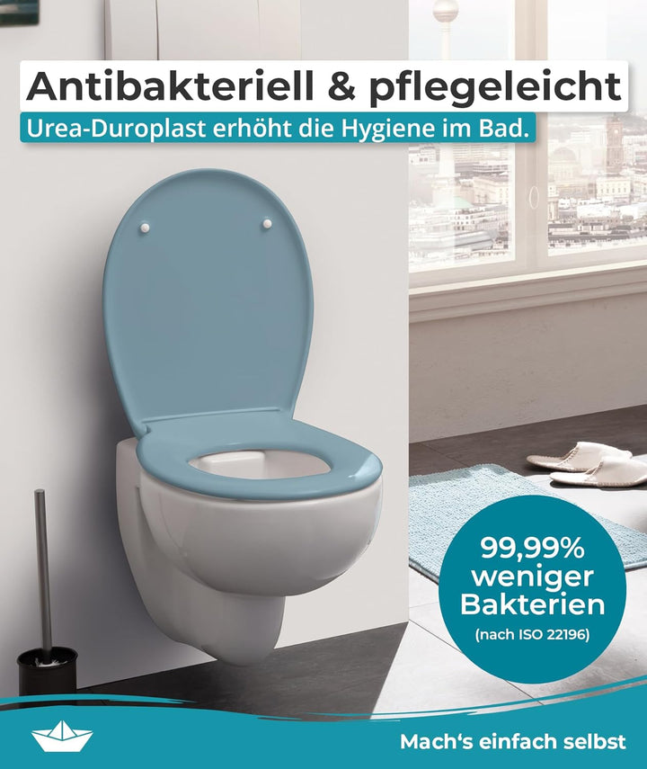 Calmwaters® Premium WC Sitz einfache Montage, Toilettendeckel bis 250 kg, Made in EU, antibakteriell