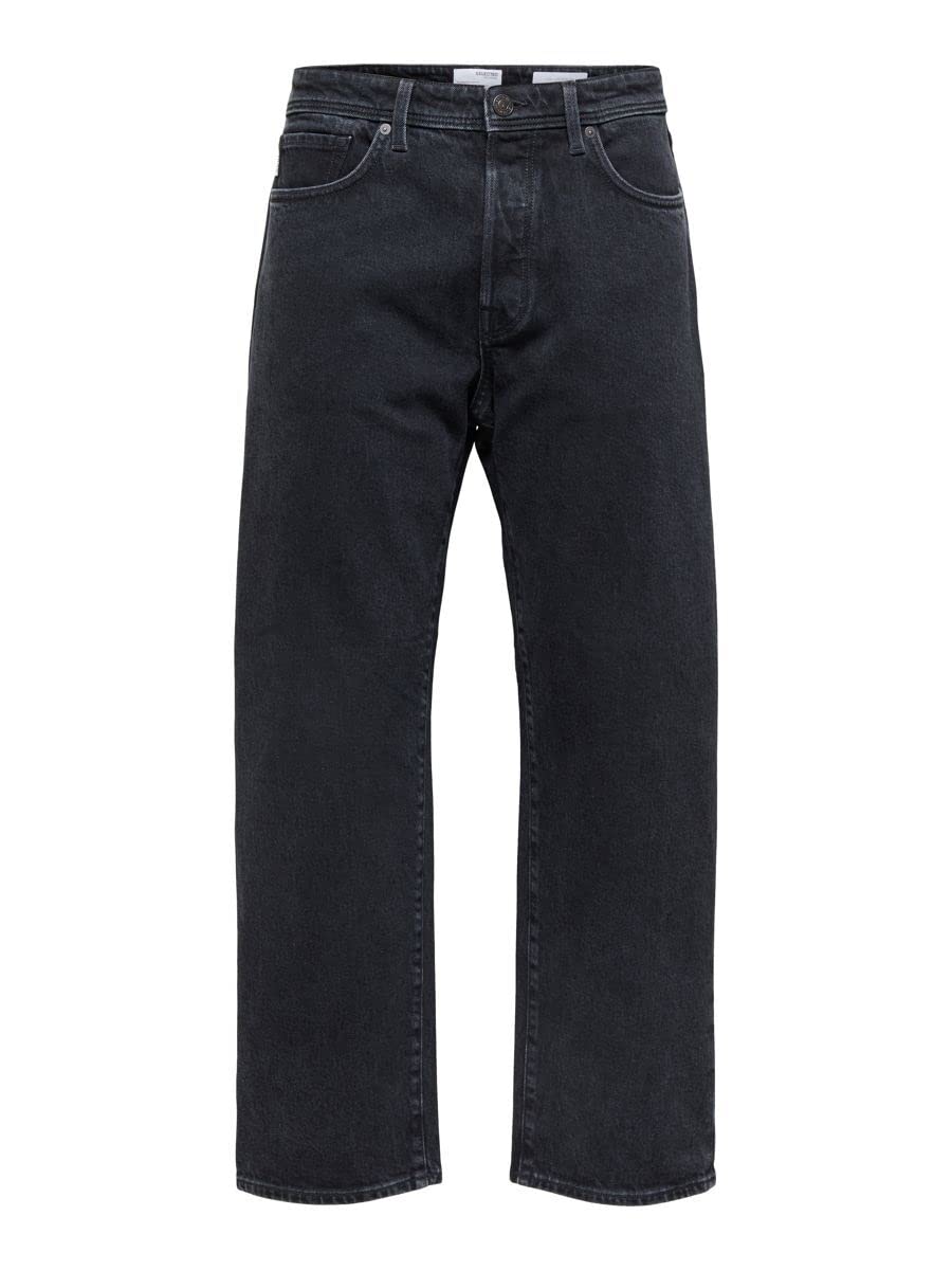 Selected Homme Male Loose Fit Jeans 220 38 Schwarzer Jeansstoff, 38 Schwarzer Jeansstoff