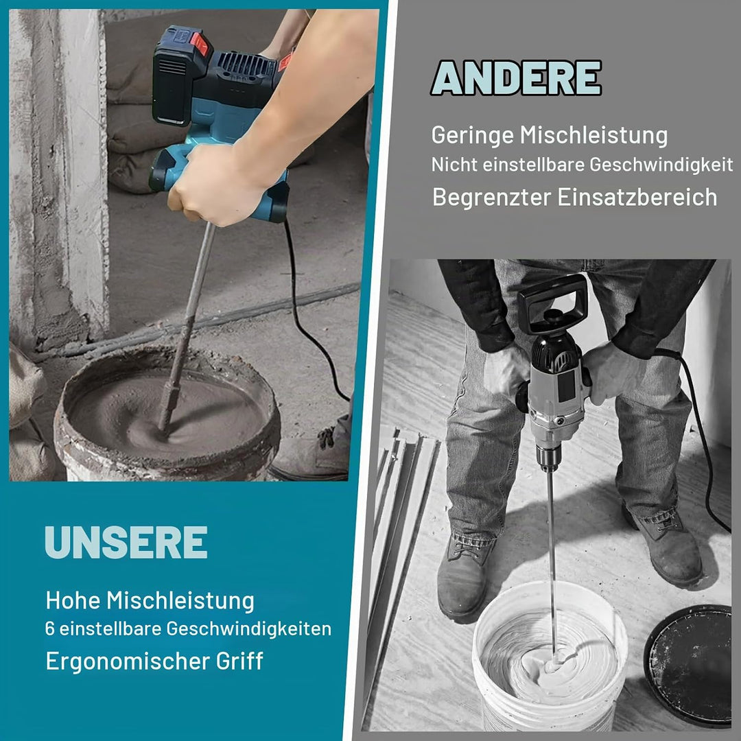 Akku-Farbmörtelrührer Kompatibel mit 18-21V Batterie, Farb-Mörtelrührer, 3100W Rührwerk (Ohne Akku),