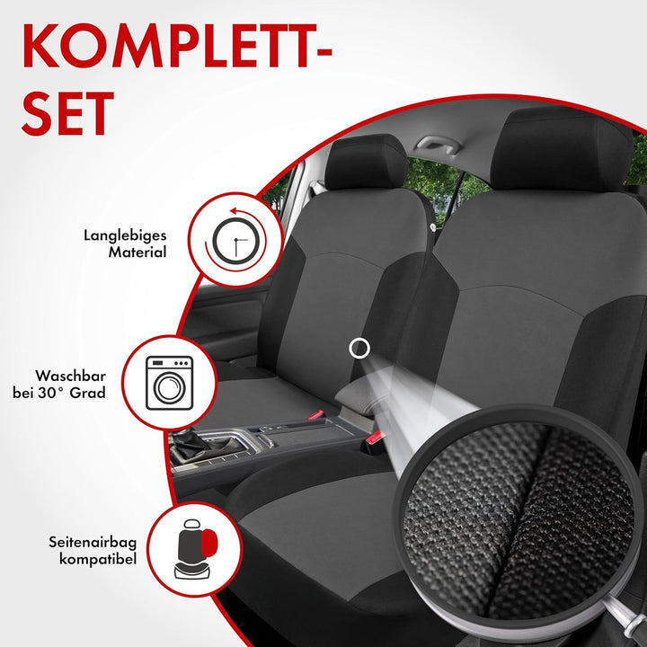 Walser Auto-Sitzbezug Komplettset Portland, Auto-Schonbezüge für Normalsitze, 2 Vordersitzbezüge, 1