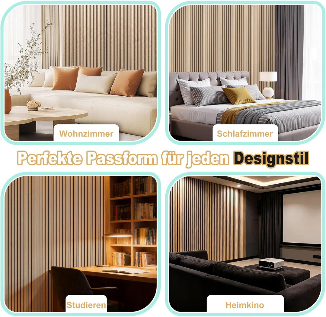 3D Akustikpaneele 120 x 60 x 2,2 cm, Holz Optik Paneele, Wandpaneele in Holzoptik als Schallabsorber