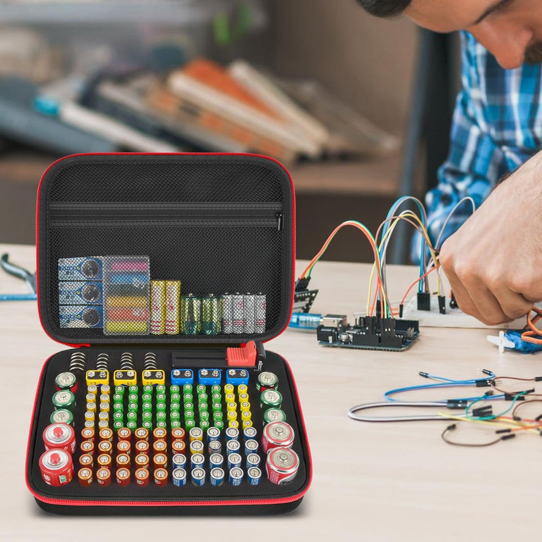 Batterie Aufbewahrungsbox Box, Batteriekasten Koffer mit Batterietester BT-168, Batterie Organizer H