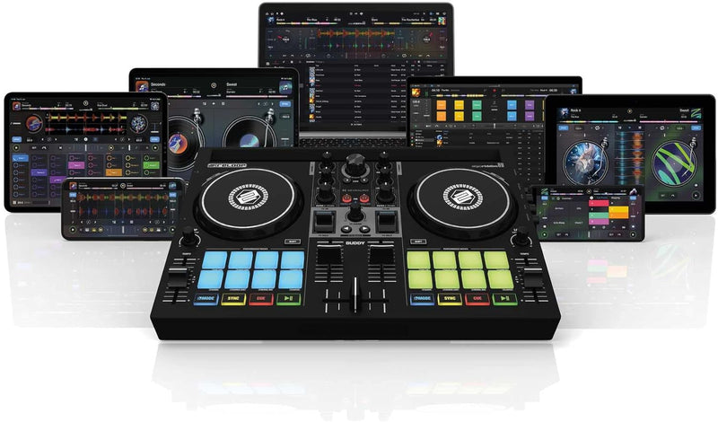 Reloop Buddy Kompakter 2-Kanal DJ Controller für Algoriddim DJay auf iOS, PadOS, Android, Mac und PC