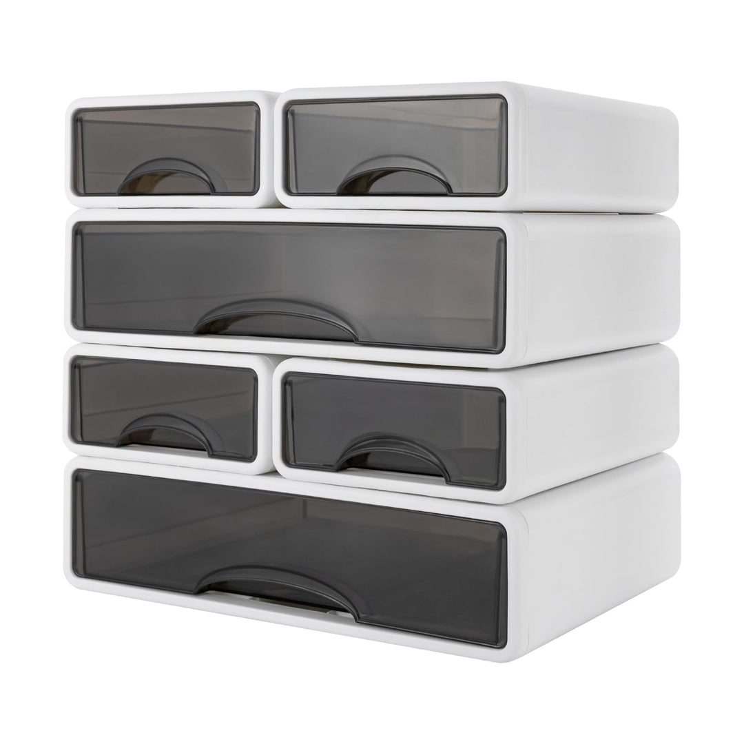 Schreibtisch-Organizer, Schreibtisch-Kleinteile-Aufbewahrung, 2 grosse + 4 kleine stapelbar Desktop
