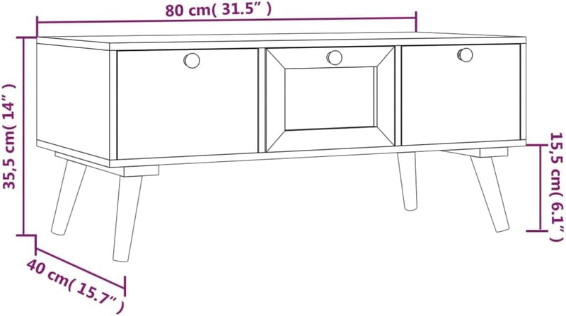 ZQQLVOO Sofatisch Nachttisch Betttisch Laptoptisch Couchtisch mit Schubladen 80x40x35,5 cm Holzwerks