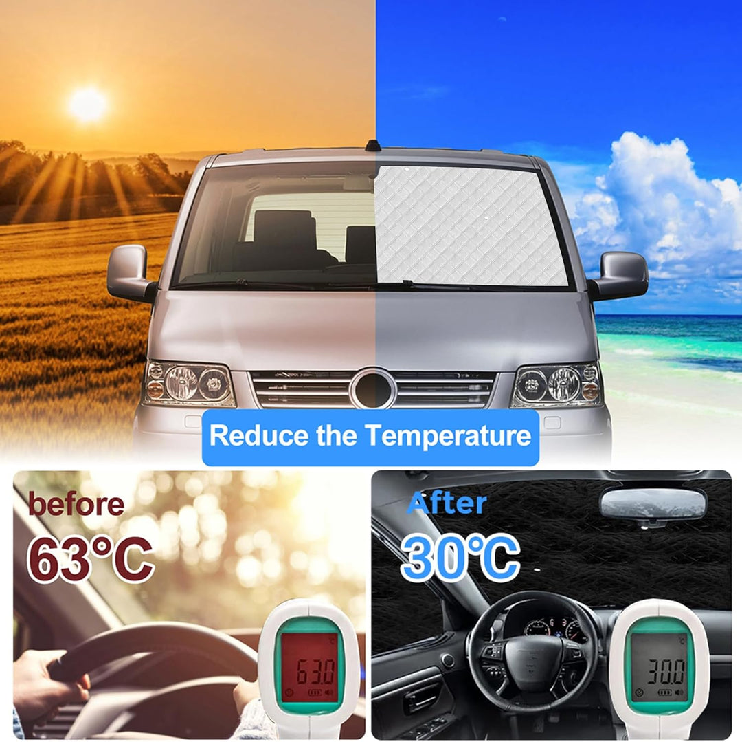Thermomatte Fahrerhaus Innen für Ford Transit Van MK8, 3pcs UV- & Wasserschutz Sonnenschutz Frontsch