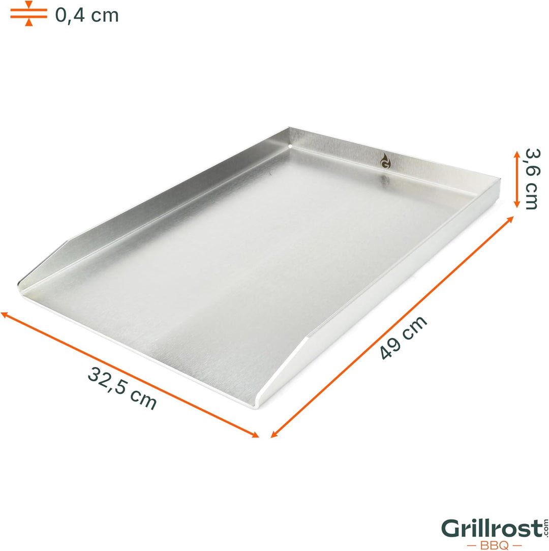 Grillrost.com Das Original Edelstahl Grillplatte | Plancha 49x32,5cm - passend für Weber Genesis I |