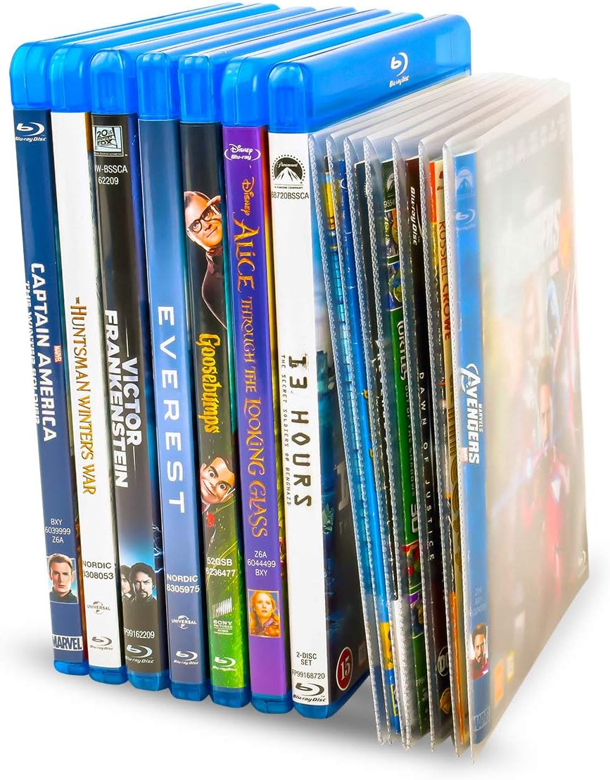 3L Blu-Ray Hüllen für Blu Ray Aufbewahrung – Hülle hat Platz für Cover inkl. praktischer Verschlussk