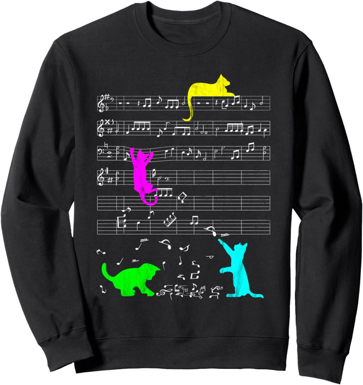 Niedliche Katzen spielen mit Musiknoten Vintage Sweatshirt