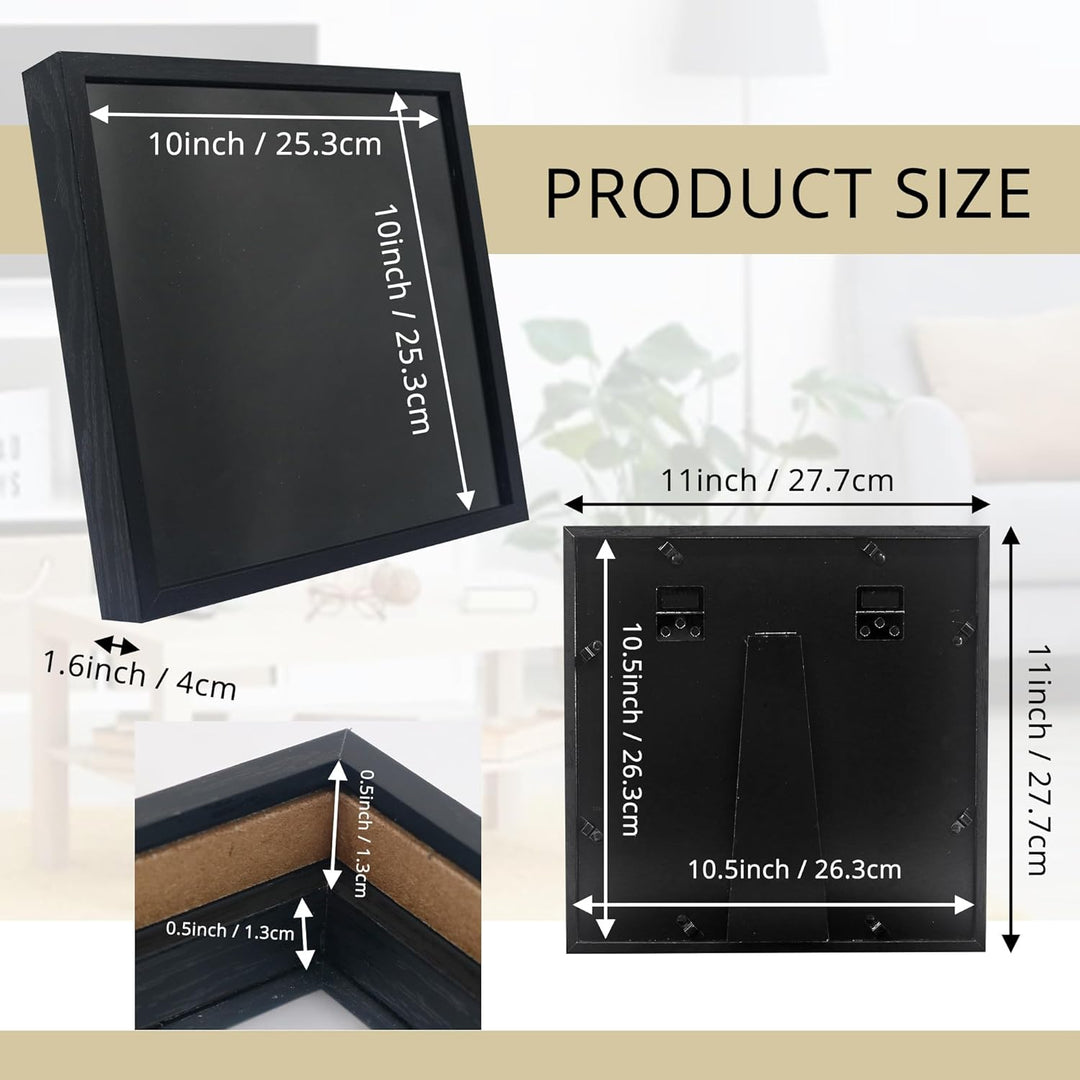 GMFrames 11x11 Anstecknadel-Vitrine mit Echtglas, Schaukasten für Wand und Tisch, Steckraster Schwar
