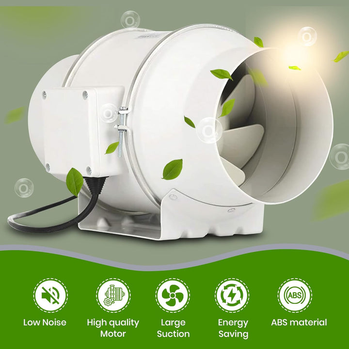Rohrventilator Lüfter Badlüfter 100 mm - 2-stufig mit Schalter, Kugellager, Fuss & Kabel - IP44 Schu