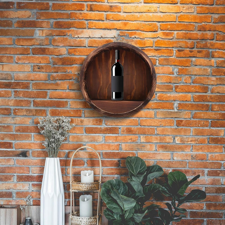 Gadpiparty Rustikales Wand weinfass Regal aus Holz Platzsparendes Wandmontage getränkeregalsystem Vi