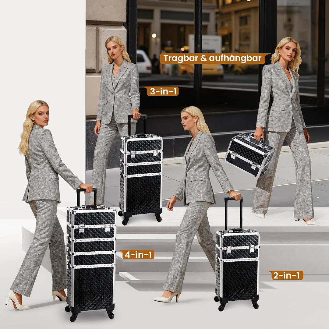 Kosmetikkoffer Trolley 4-in-1 Kosmetikkoffer Gross Kosmetik Trolley Make up Koffer Schminkkoffer mit