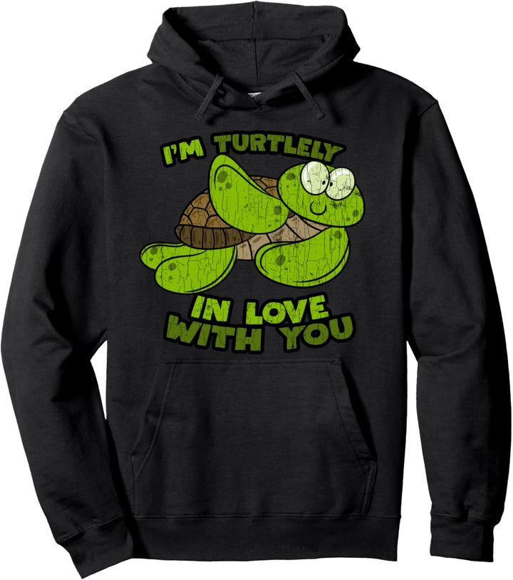 Lustiges süsses Schildkröten Design für Ihn Sie Valentines Pullover Hoodie