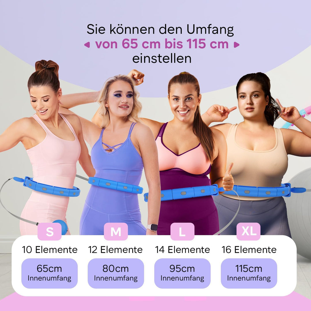 Smart Hula Hoop Reifen Erwachsene, Smart Hula Hoop Leise mit Zähler, Fitness Hula Hoop mit Gewicht K