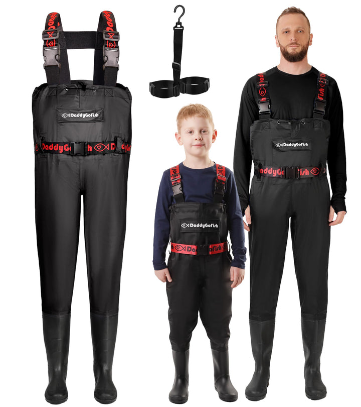 DaddyGoFish Wathose Für Kinder Und Erwachsene, Wathose Zum Angeln Und Jagen Mit Einer Tasche Und Ein