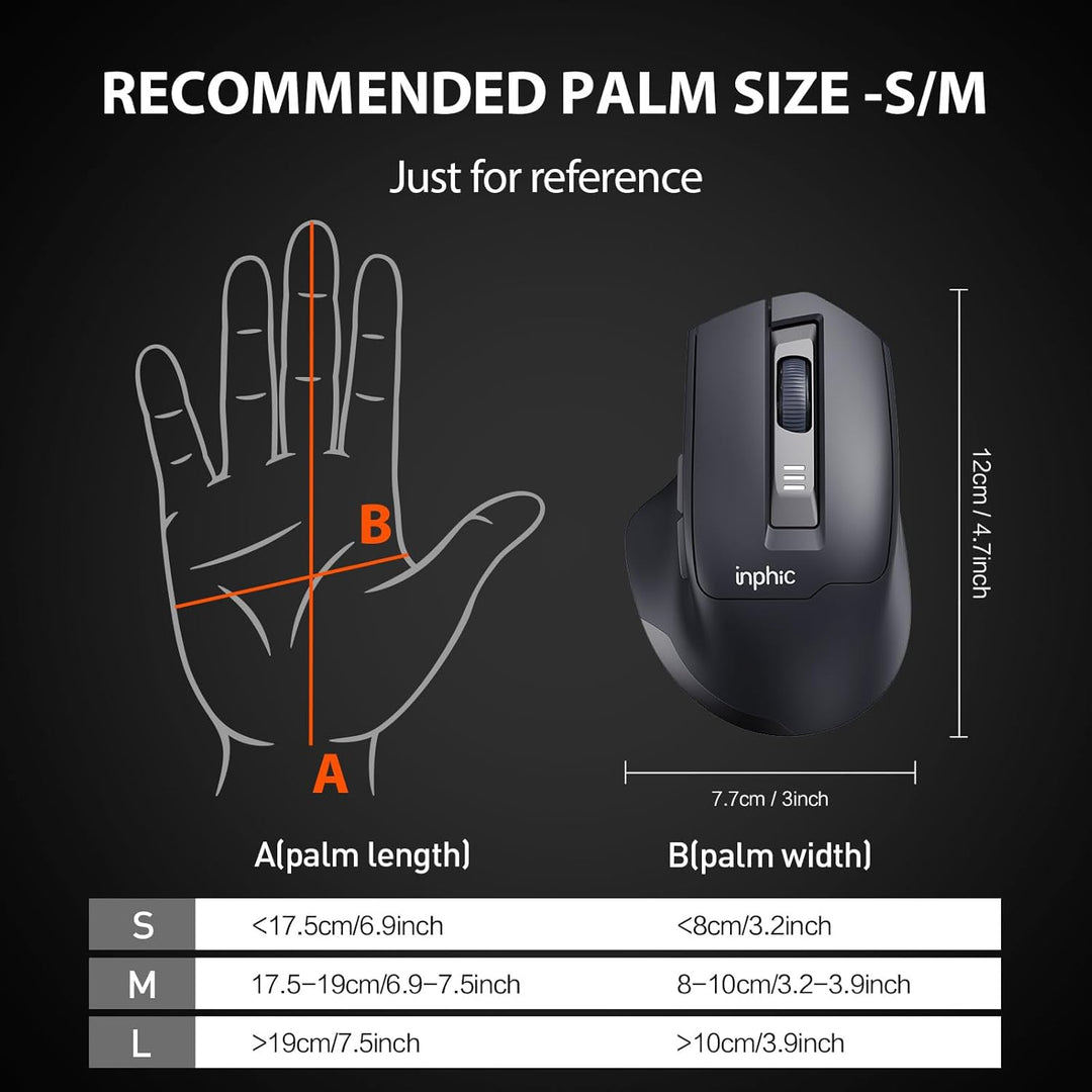INPHIC M9 Kabellose Maus Wiederaufladbar, Ergonomische 2.4G Schnurlose Maus mit USB Nano Empfänger f