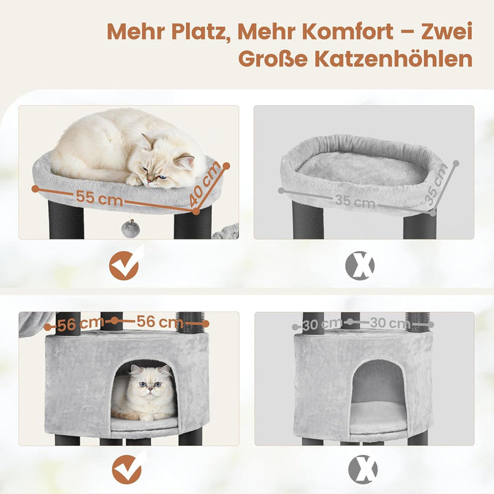 Yaheetech Kratzbaum gross Katzenbaum 11cm Dicke Kratzsäulen hellgrau schwarz | FSC-zertifizierte Spa
