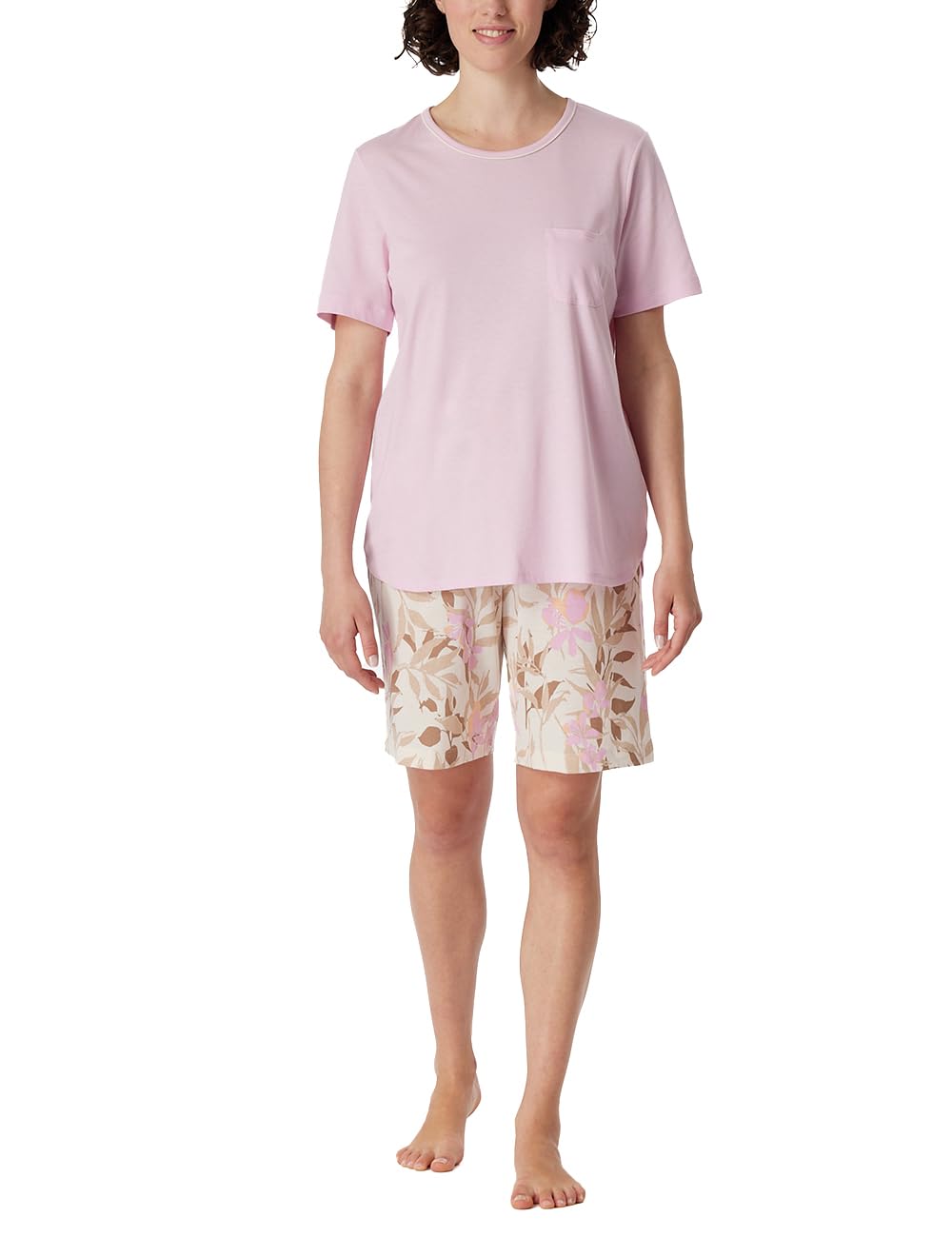 Schiesser Damen Schlafanzug Set kurz Baumwolle Modal - Nightwear 46 Powder Pink_181235, 46 Powder Pi
